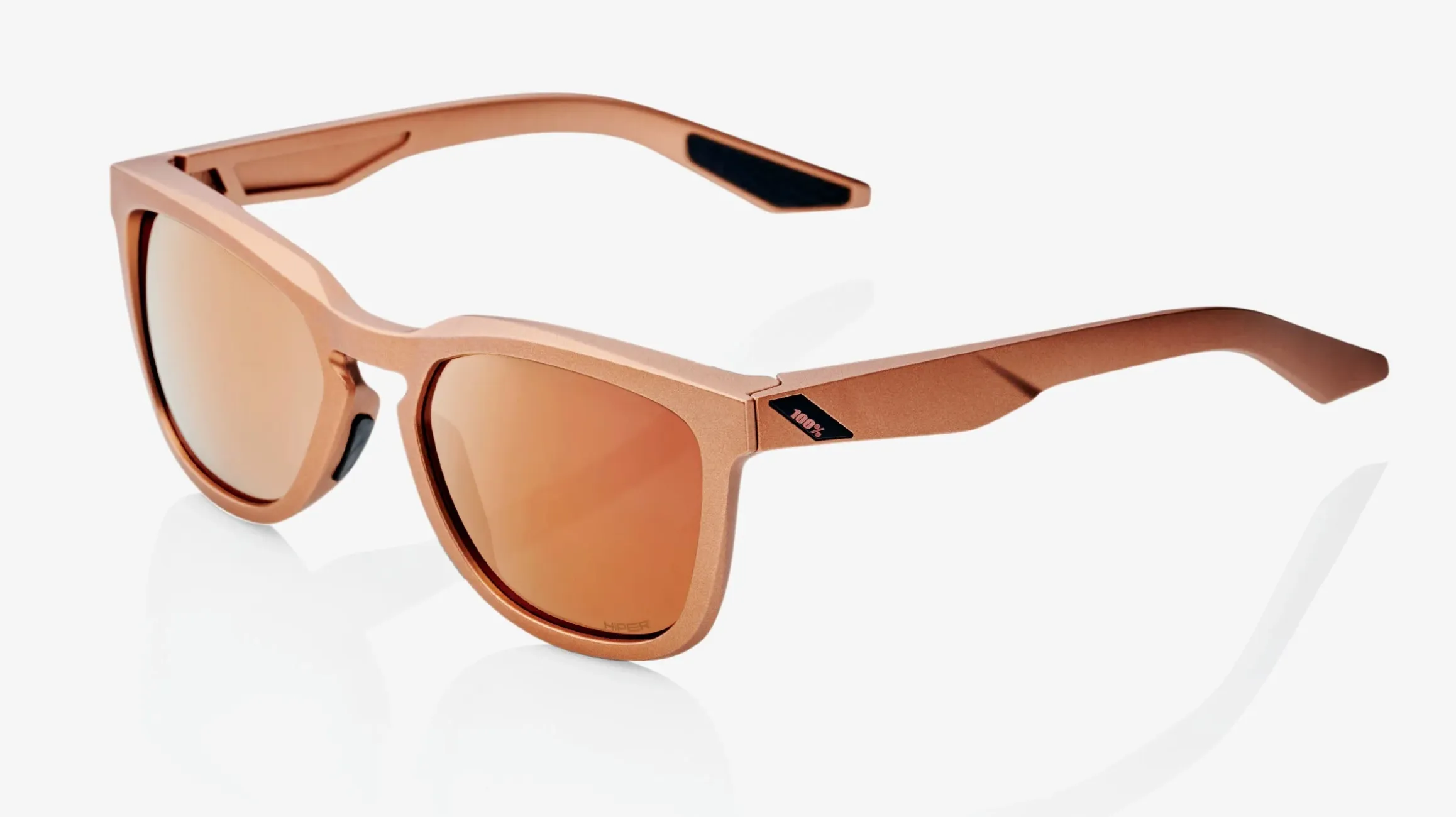 100% Sunglasses - Hudson Matte Copper Chromium - Hiper Coper Mirror Lens