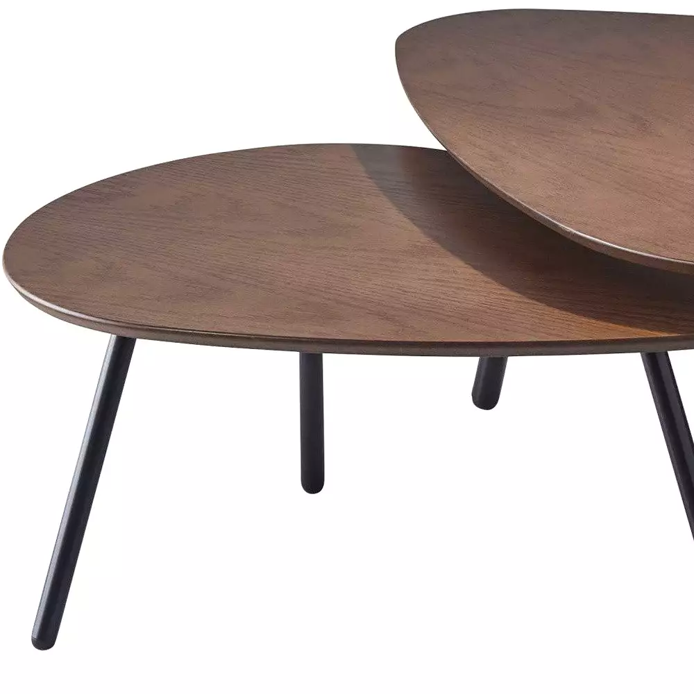 17 Black And Brown Solid Wood Round Nested Tables