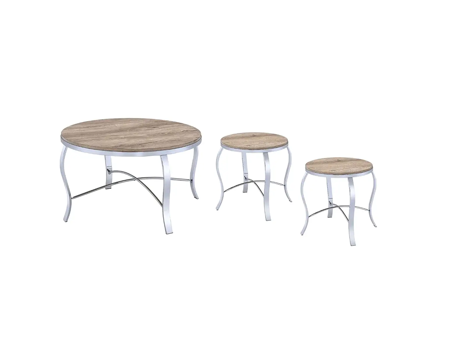 19 Chrome And Brown Round End Tables