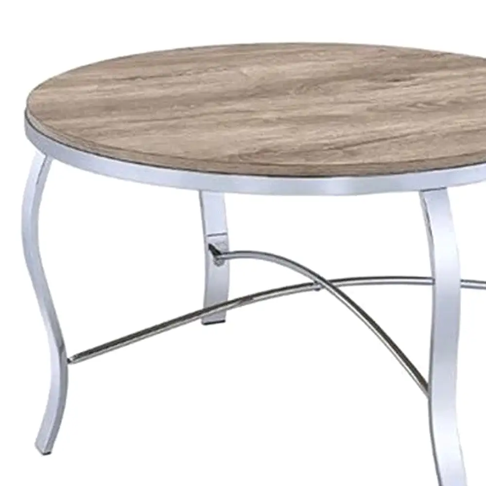 19 Chrome And Brown Round End Tables