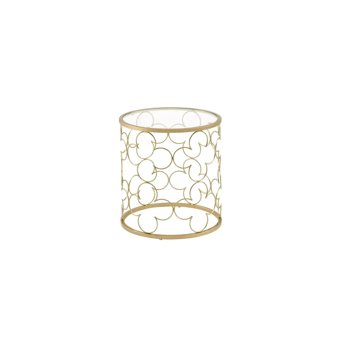 20 Gold And Clear Glass Round Nested Coffee Tables