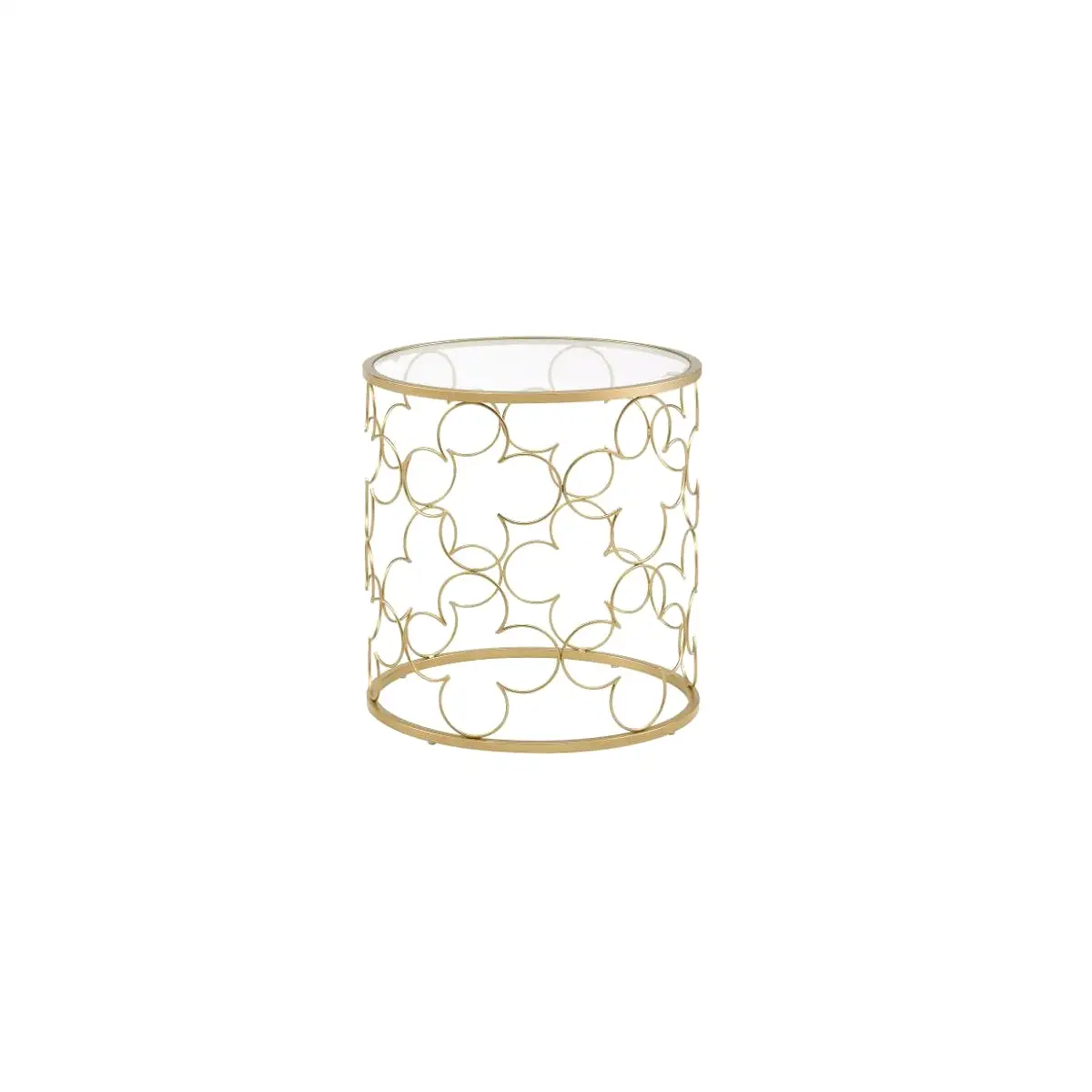 20 Gold And Clear Glass Round Nested Coffee Tables