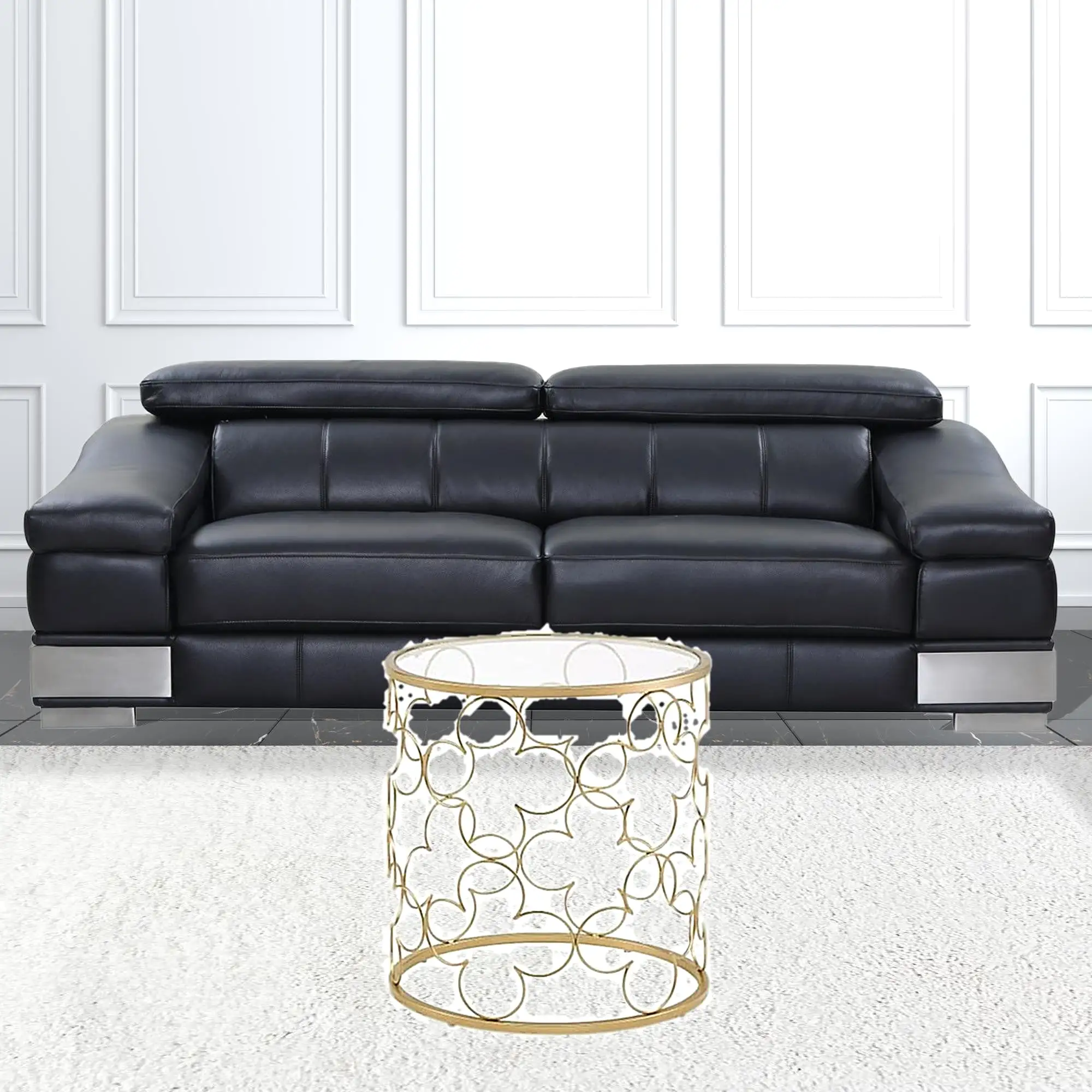 20 Gold And Clear Glass Round Nested Coffee Tables