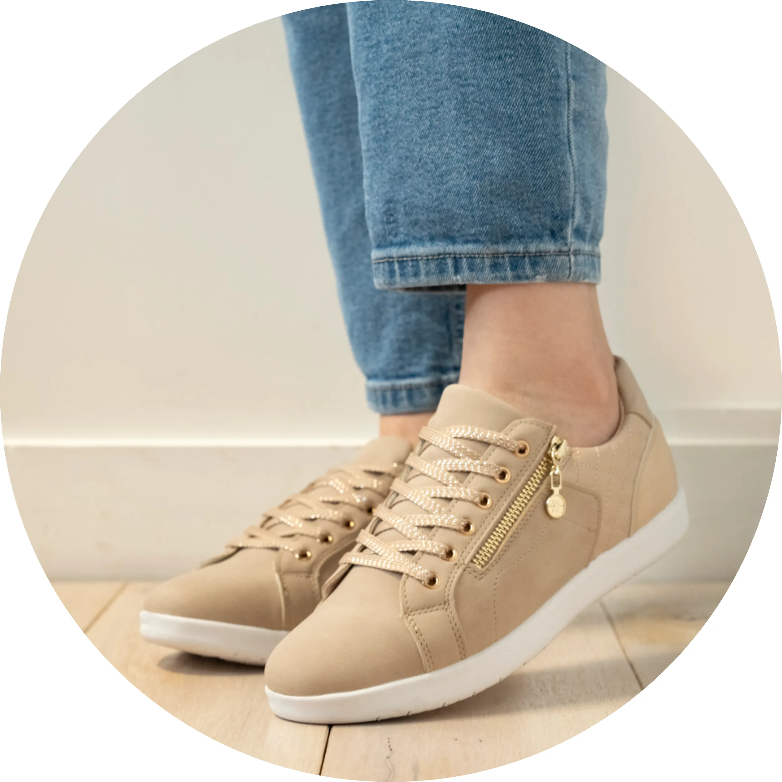 Baskets basses Femme CONFORT PLUS zippées Beige