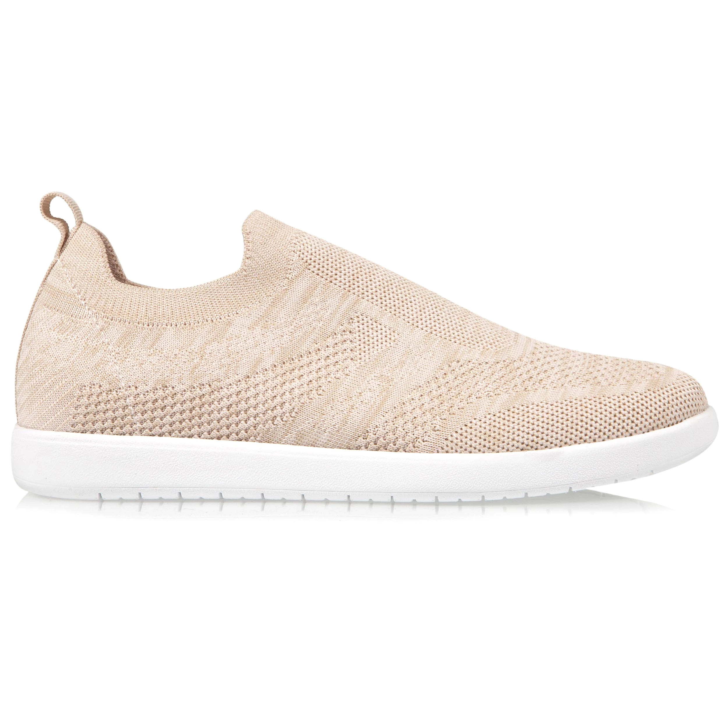 Baskets Confort Femme Slip-on à bandes Beige