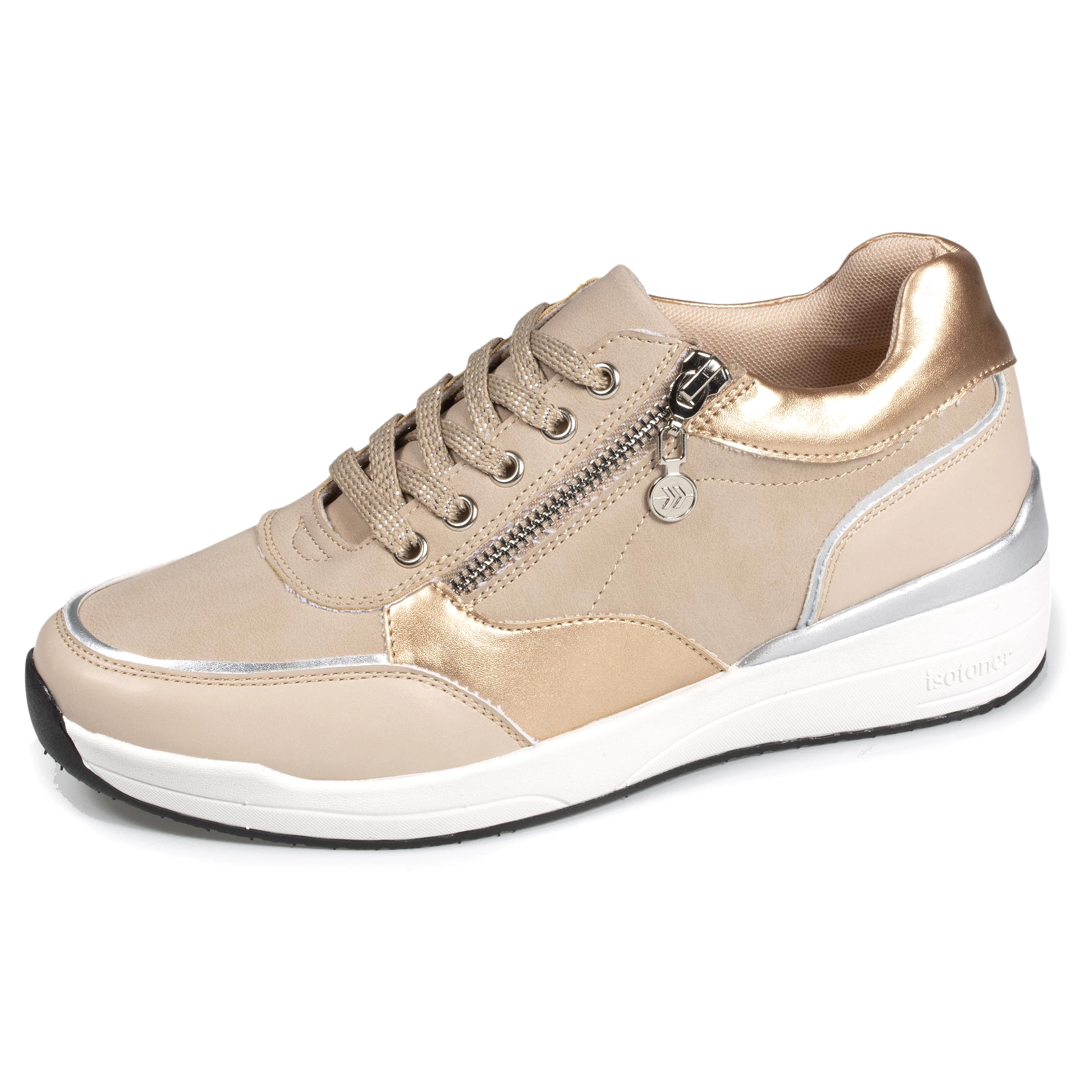 Baskets Femme CONFORT PLUS talon zippées Beige