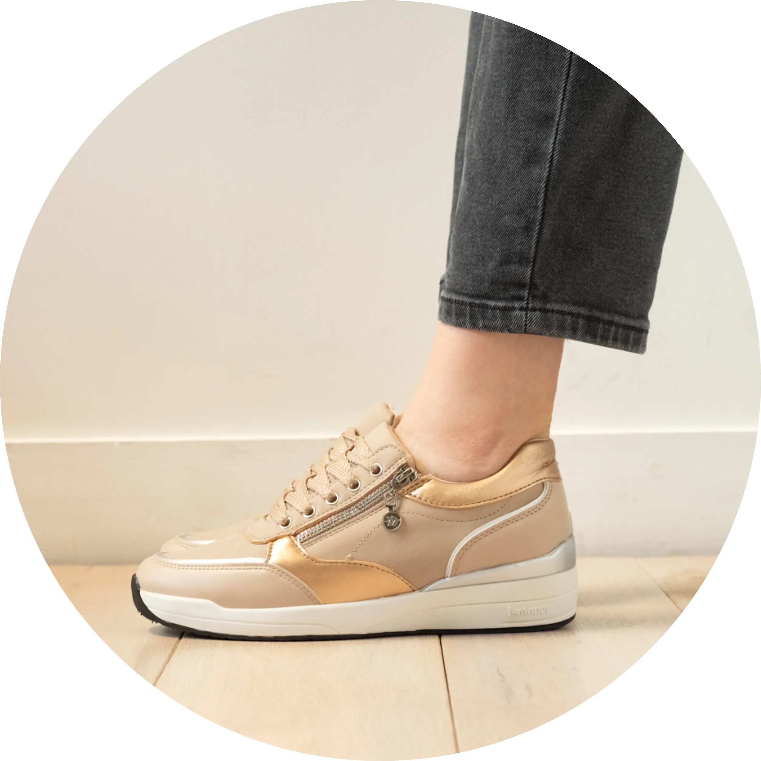 Baskets Femme CONFORT PLUS talon zippées Beige