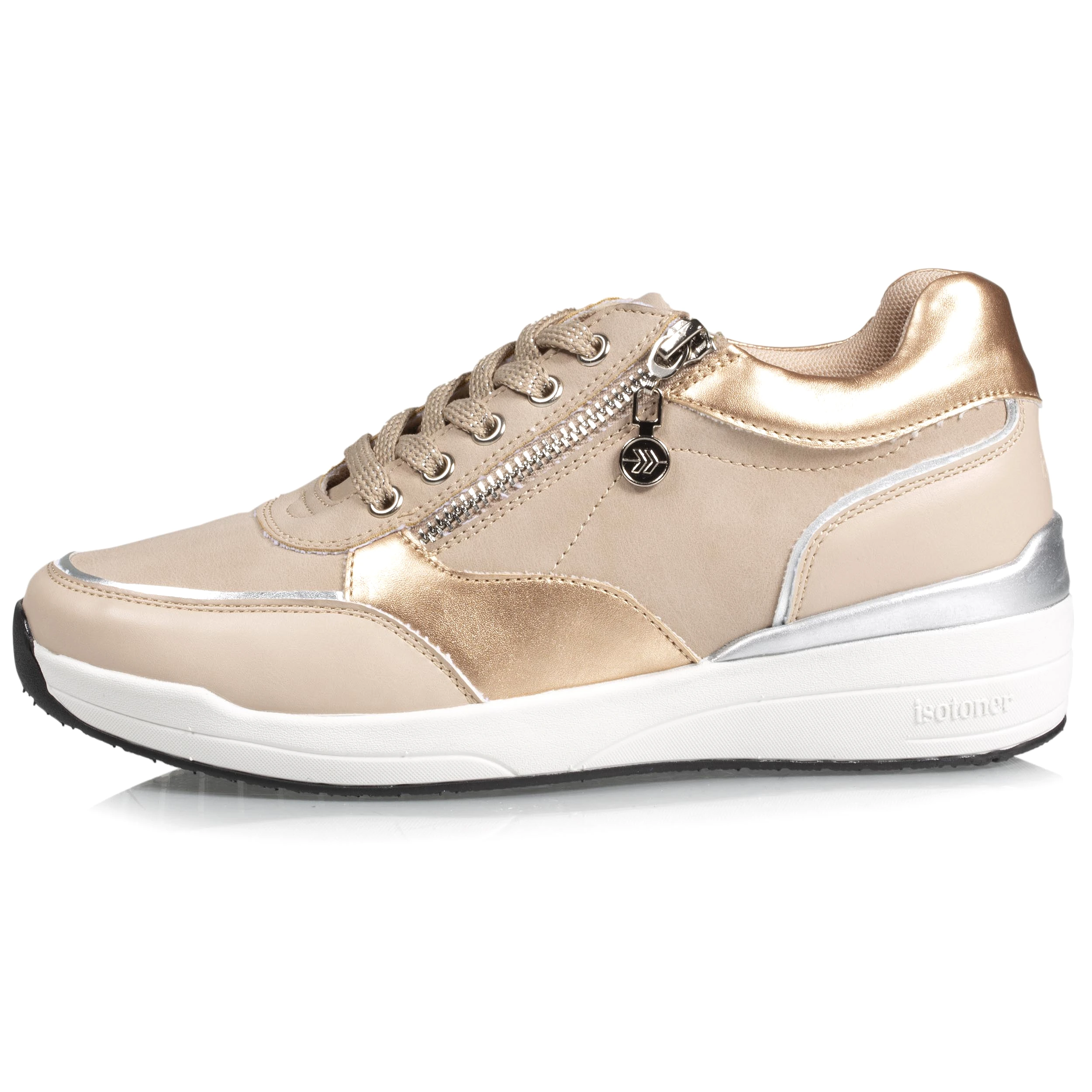 Baskets Femme CONFORT PLUS talon zippées Beige