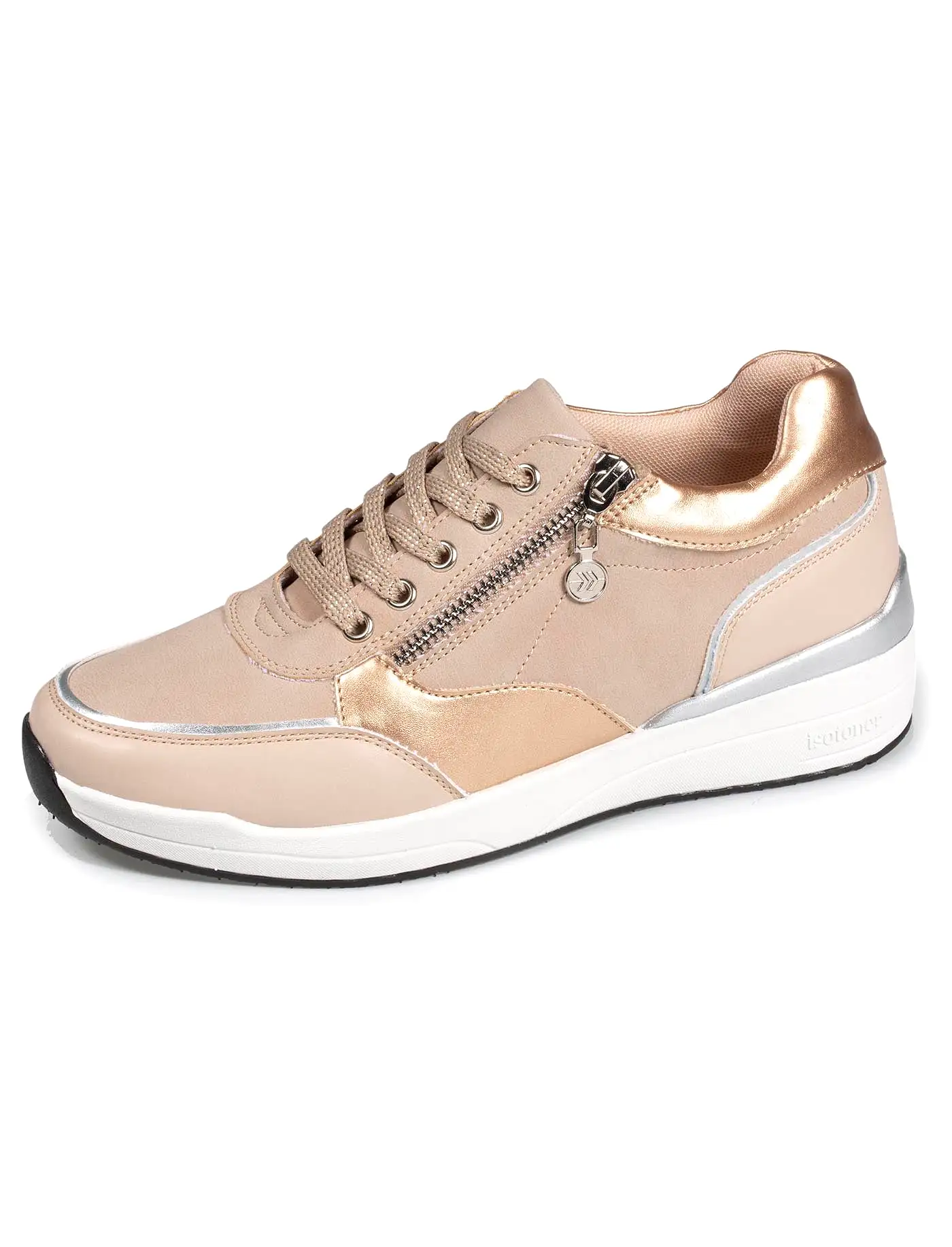 Baskets Femme CONFORT PLUS talon zippées Beige