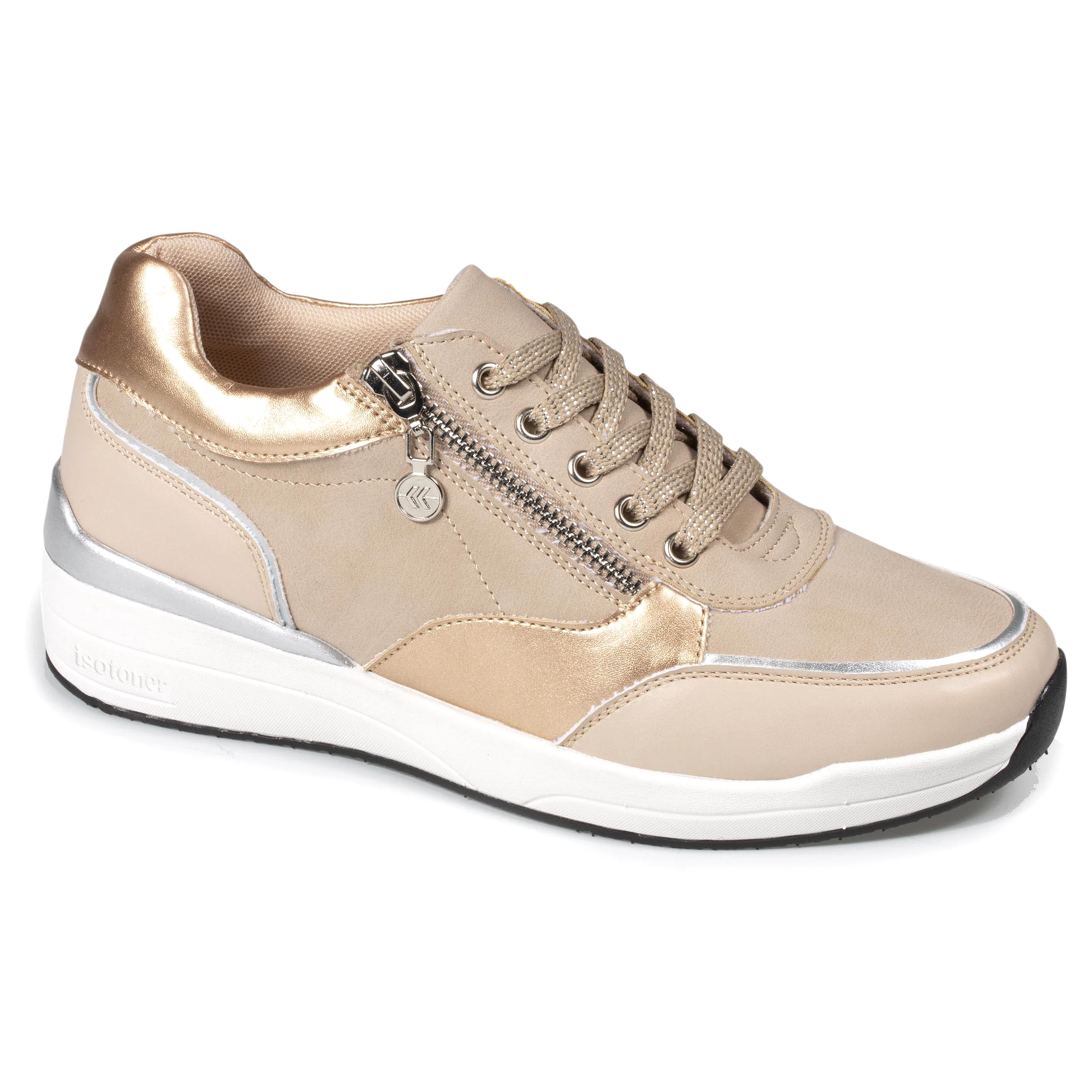 Baskets Femme CONFORT PLUS talon zippées Beige