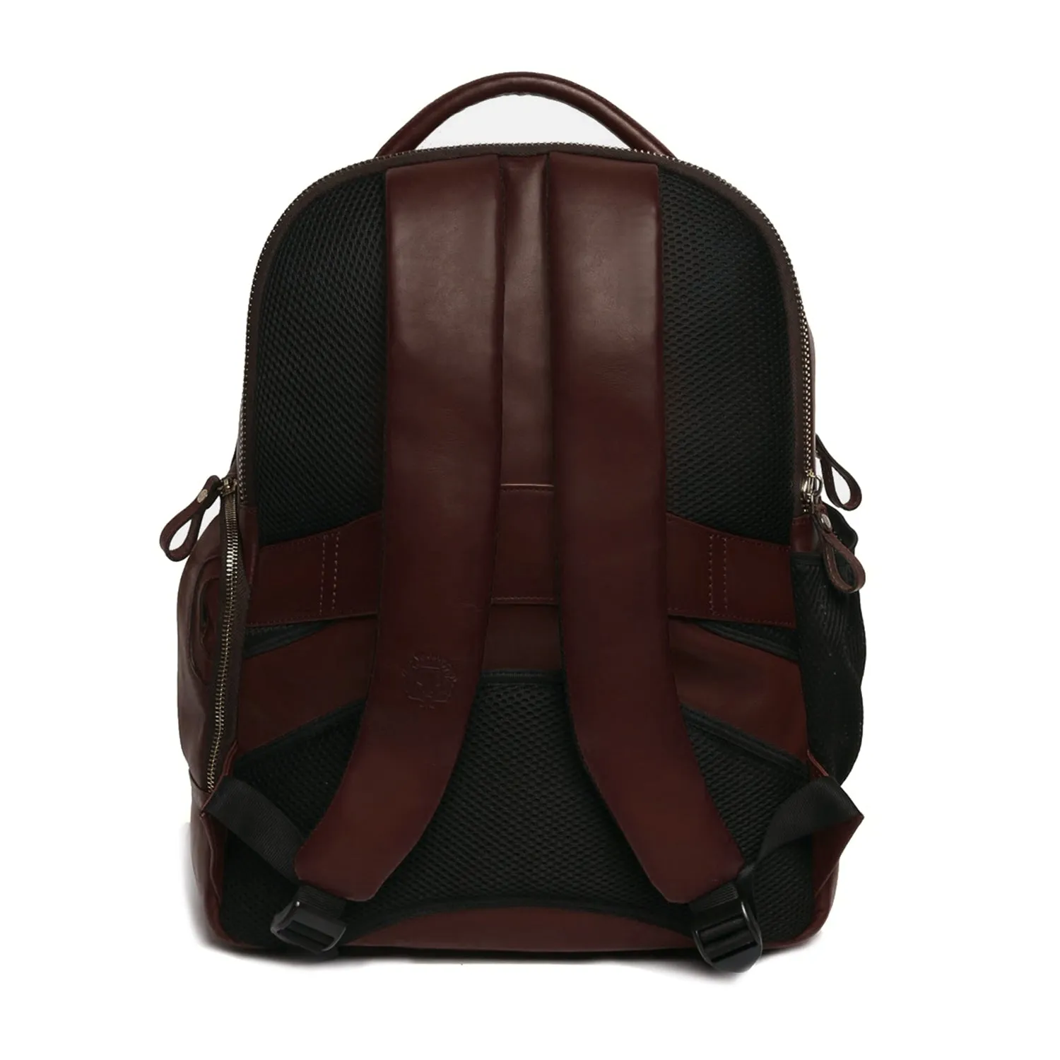 Dark Brown Leather Backpack With Embossed Lion