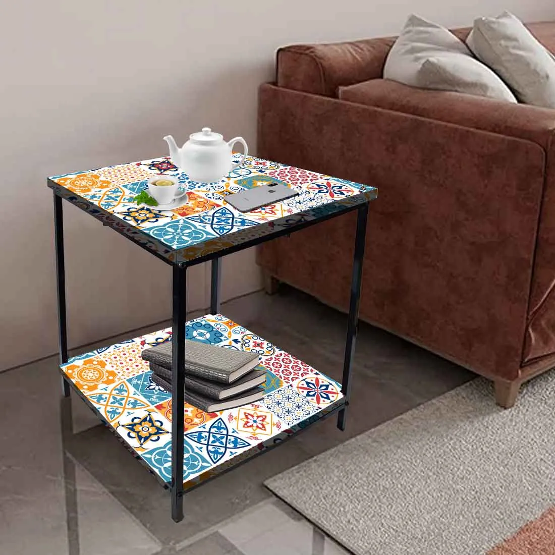 Designer Bedside Table for End Tables for Bedroom - Traditional Spanish Tiles