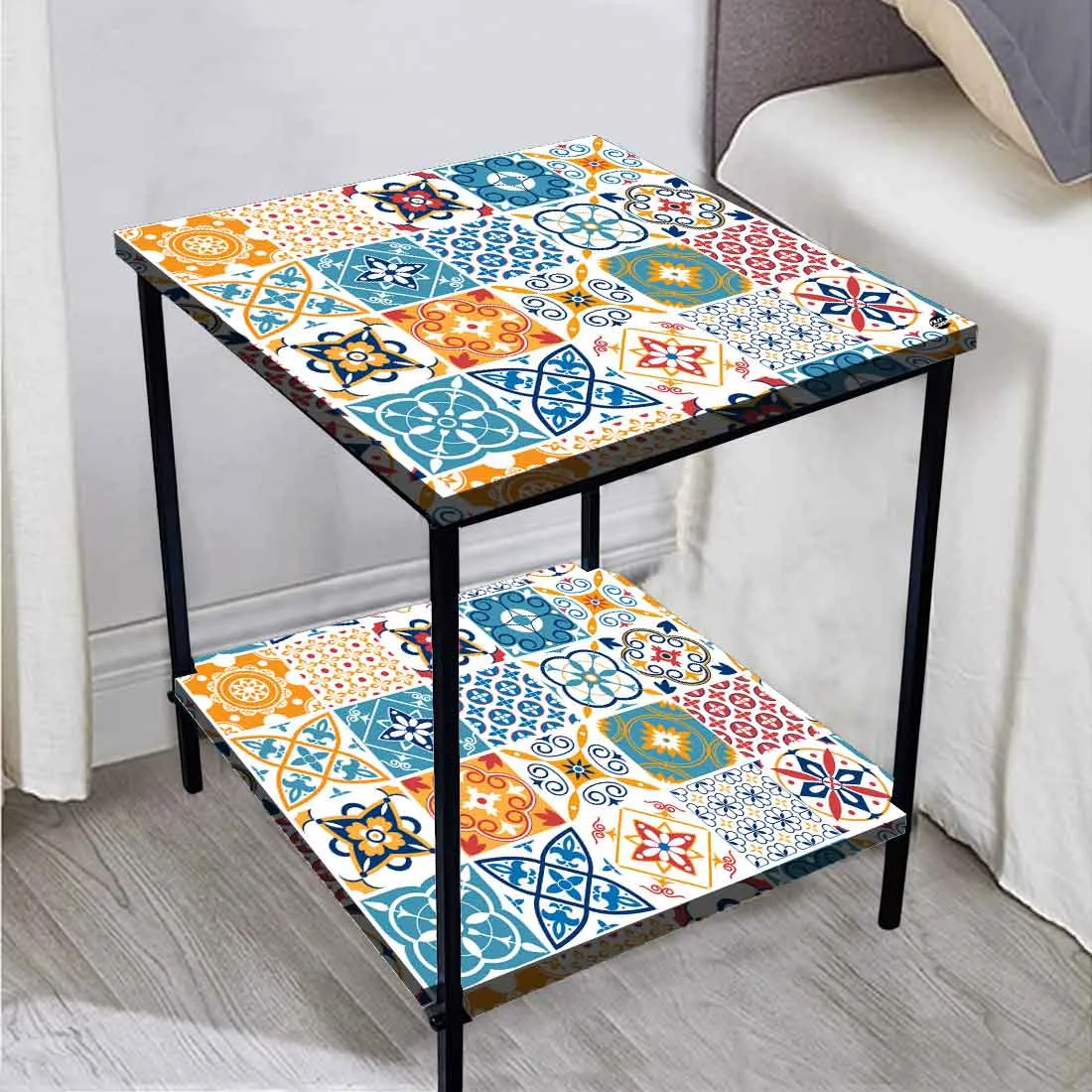 Designer Bedside Table for End Tables for Bedroom - Traditional Spanish Tiles