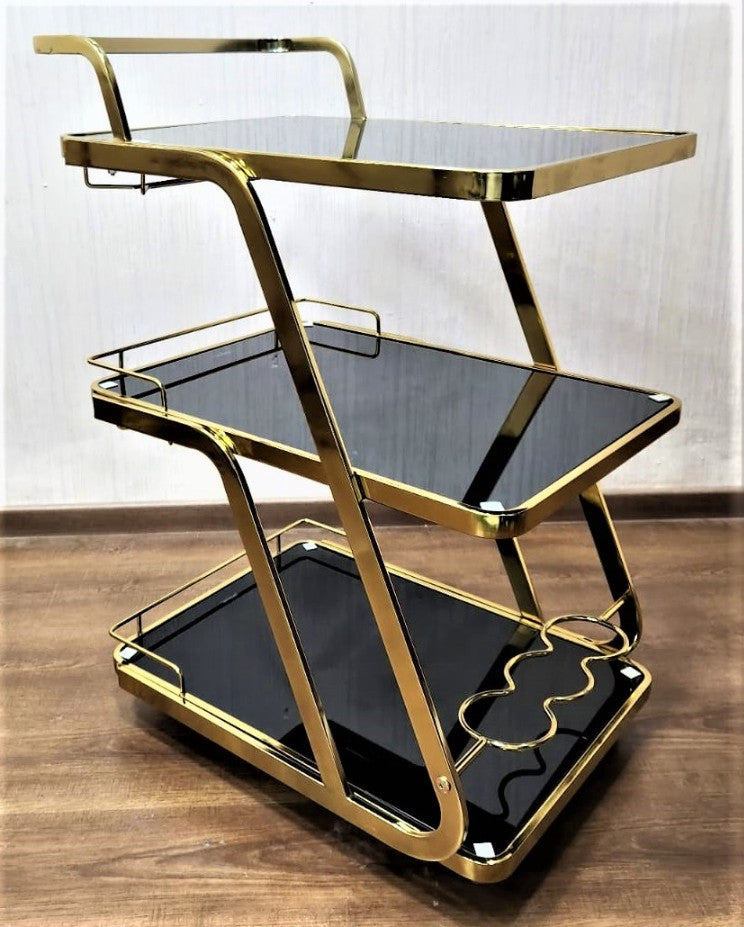 Elegant 3tier Gold Finish Trolley Cart -SP001TBL