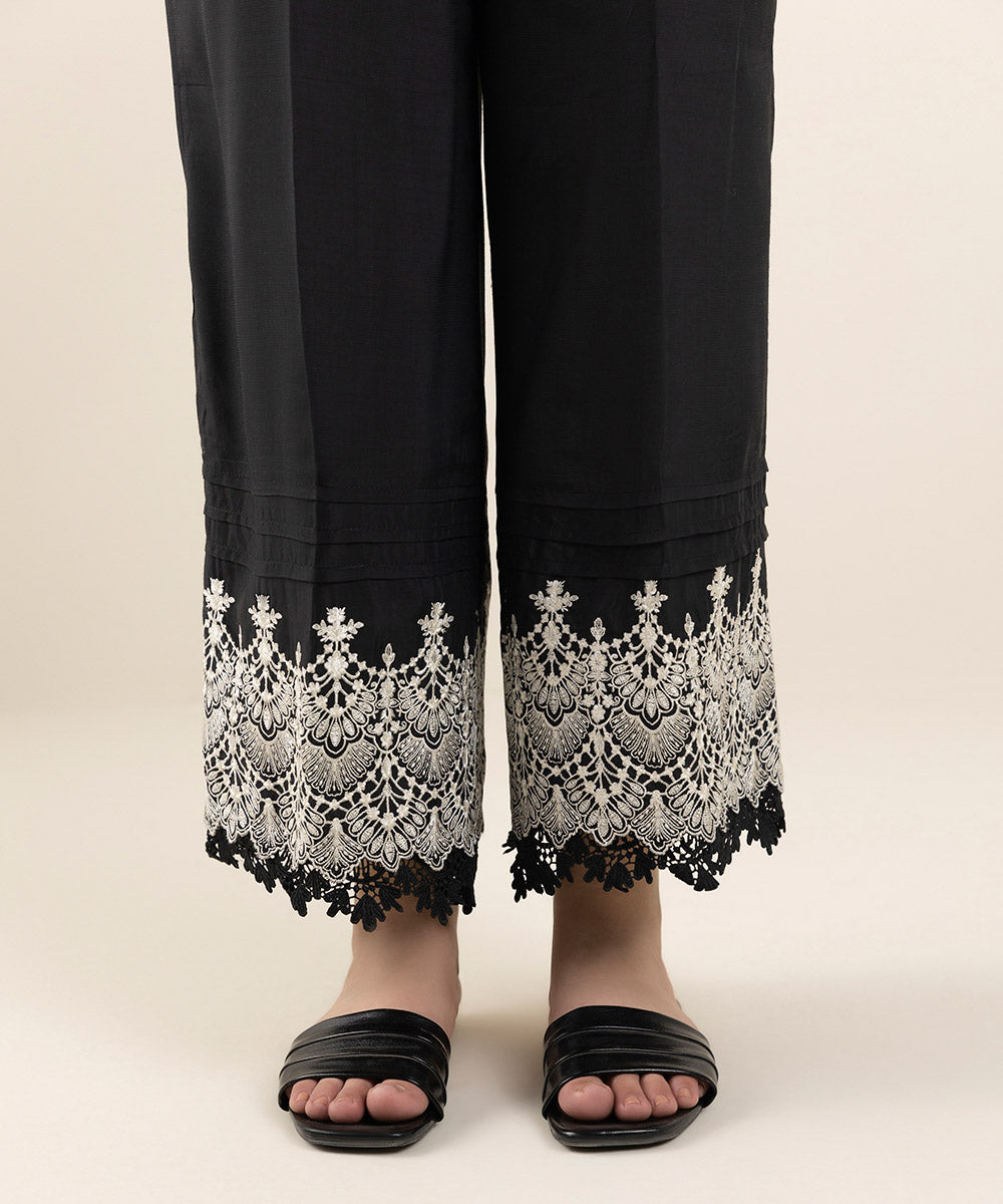 Embroidered Raw Silk Culottes