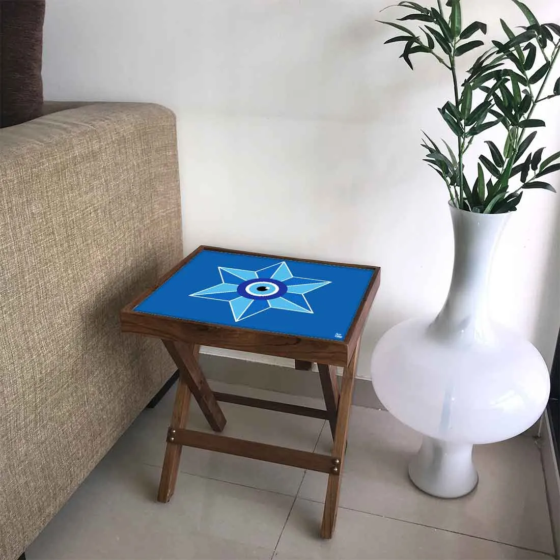 Foldable Wooden End Tables for Bedroom Living Room Decor - Evil Eye Protector