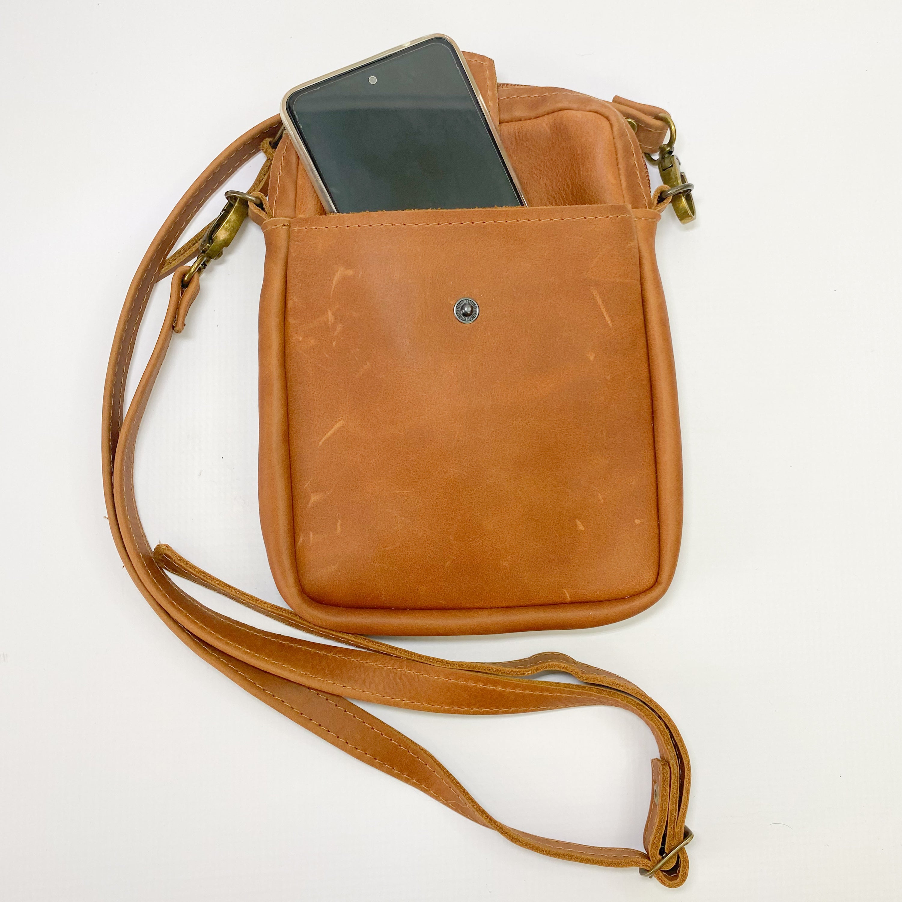 Gia leather tan crossbody bag