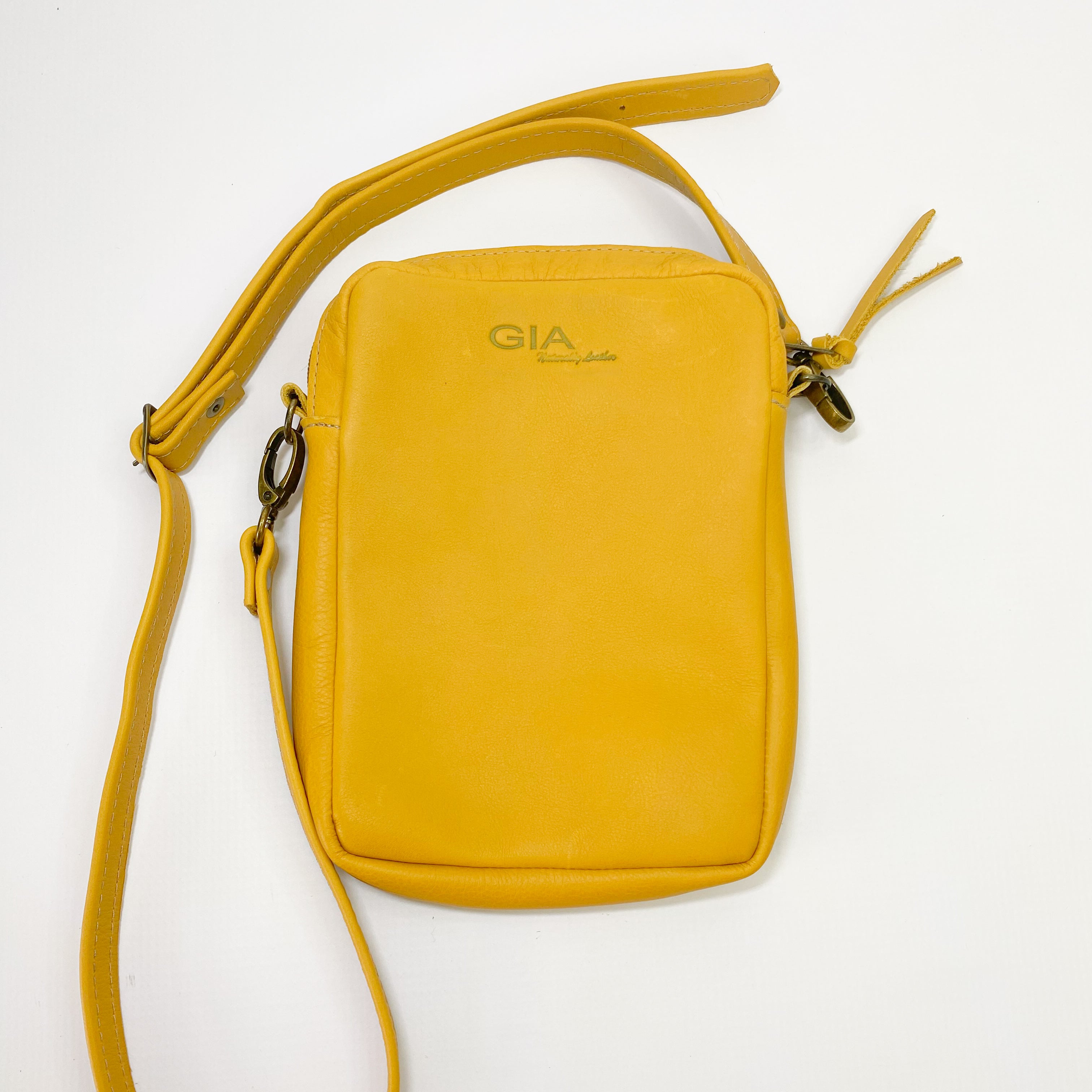 Gia leather yellow crossbody bag