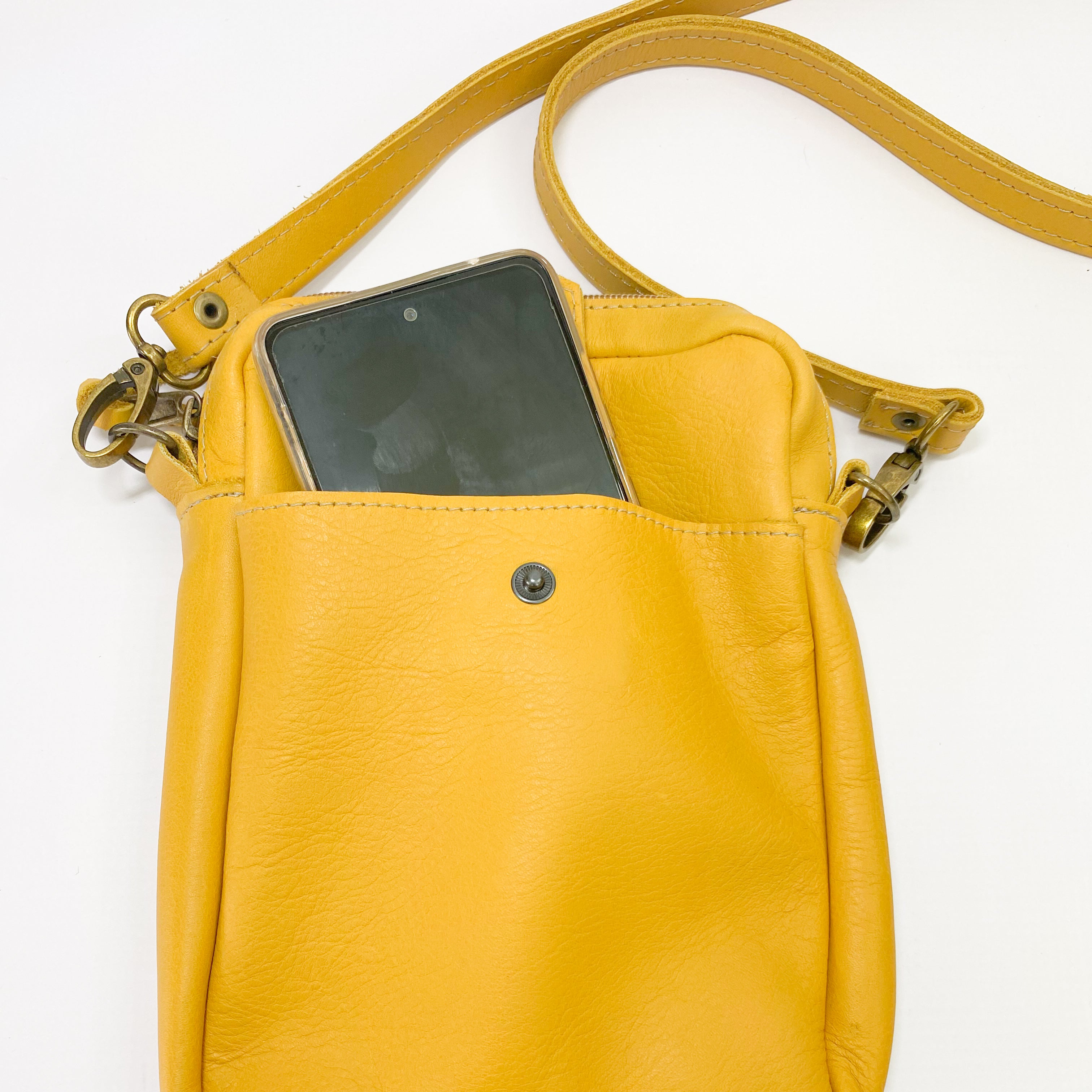 Gia leather yellow crossbody bag