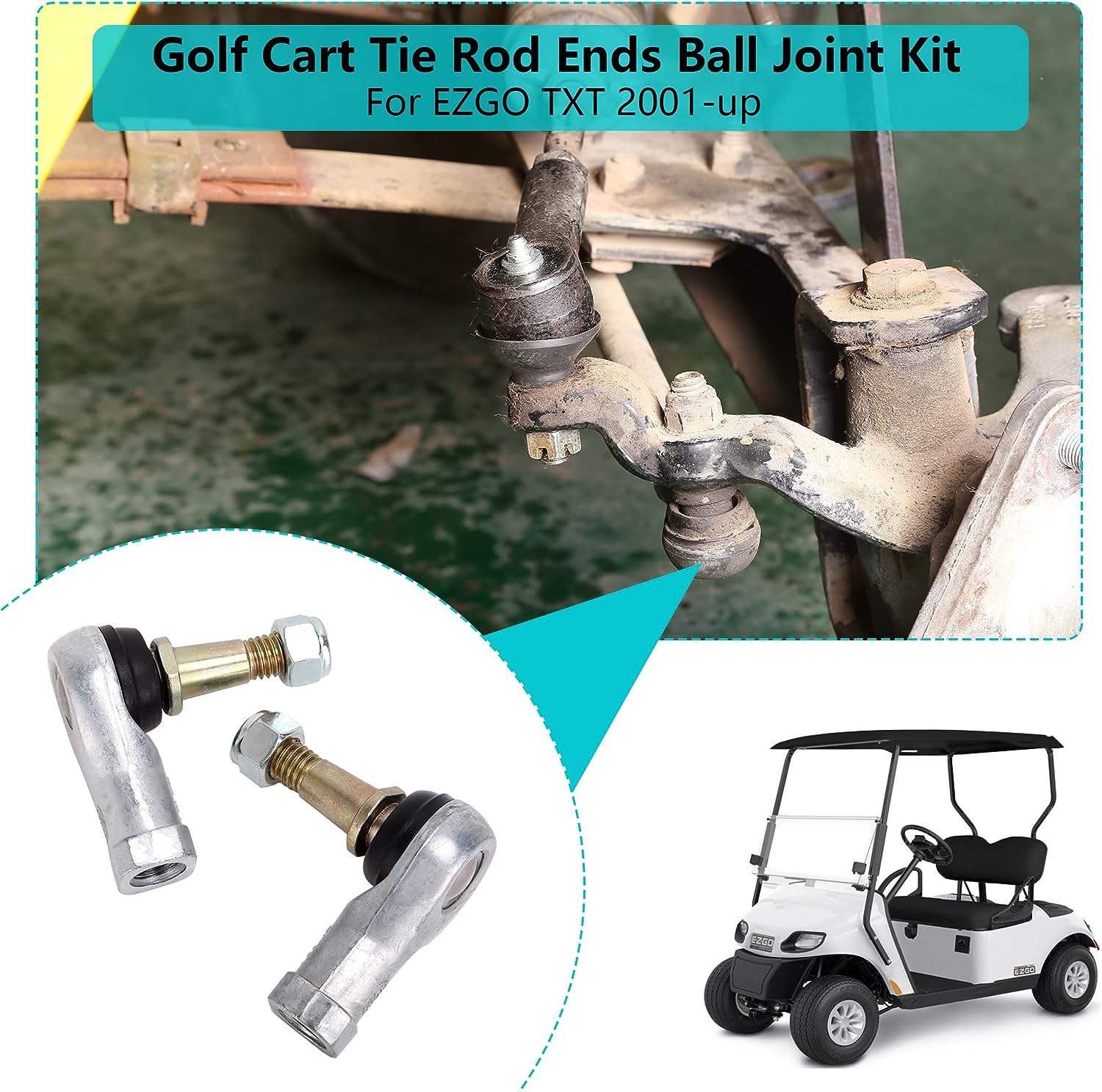 Golf Cart Tie Rod End Kit for EZGO TXT Electric & Gas Golf Cart 2001-Up - 10L0L