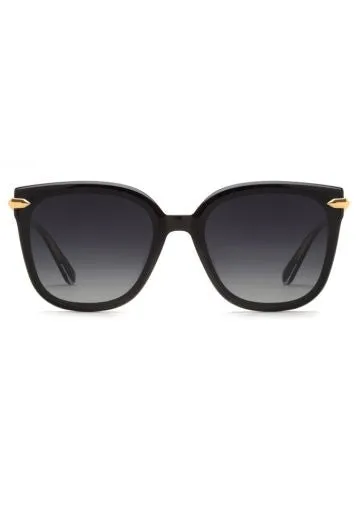 Krewe Dede Nylon Sunglasses -  Black + Black and Crystal 24K