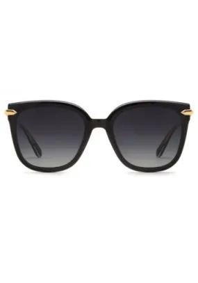 Krewe Dede Nylon Sunglasses -  Black + Black and Crystal 24K