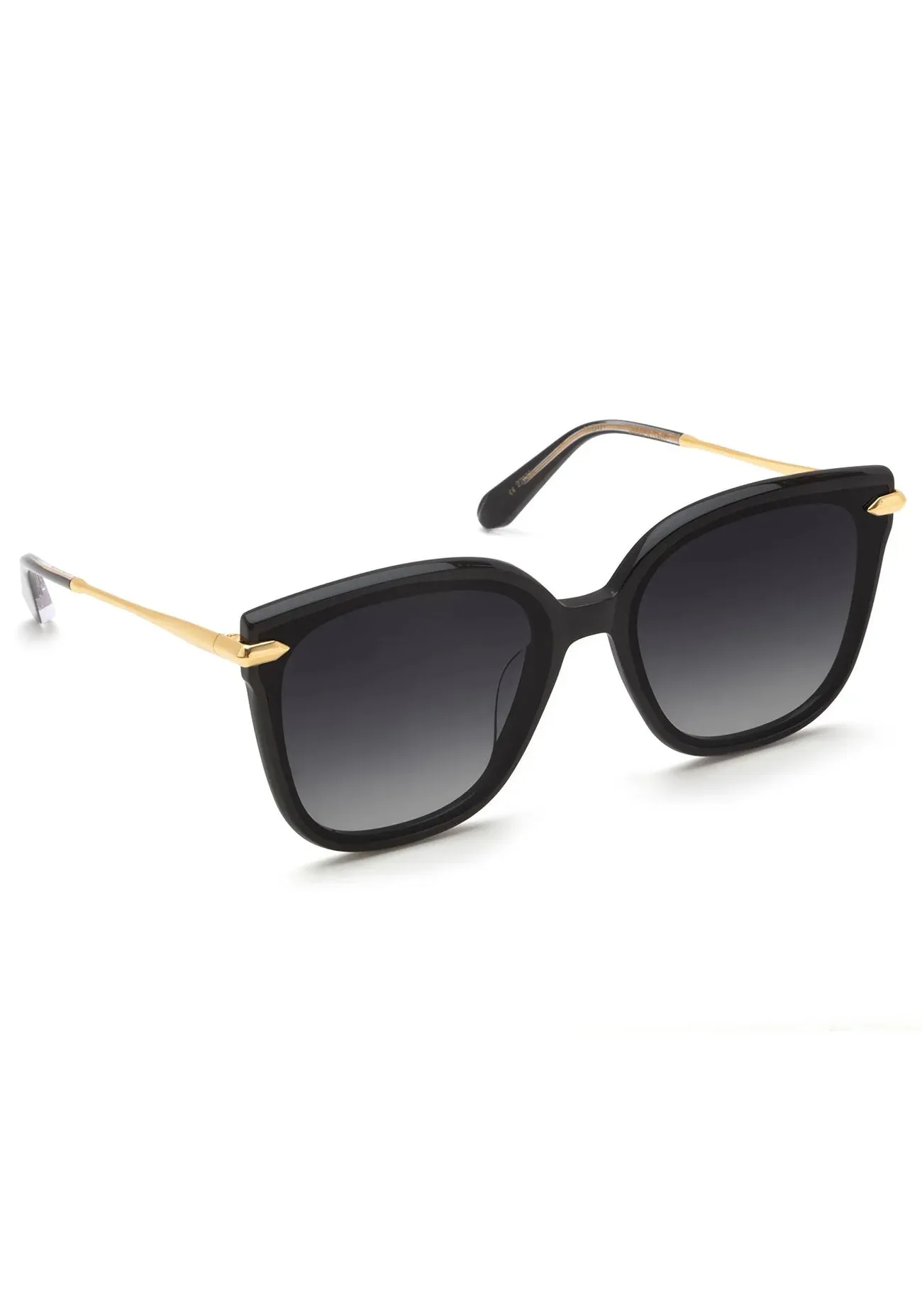 Krewe Dede Nylon Sunglasses -  Black + Black and Crystal 24K