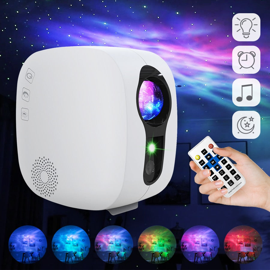 Laser Galaxy Starry Sky Projector Rotating Water Waving Night Light Led Colorful Nebula Cloud Lamp Mood Lighting