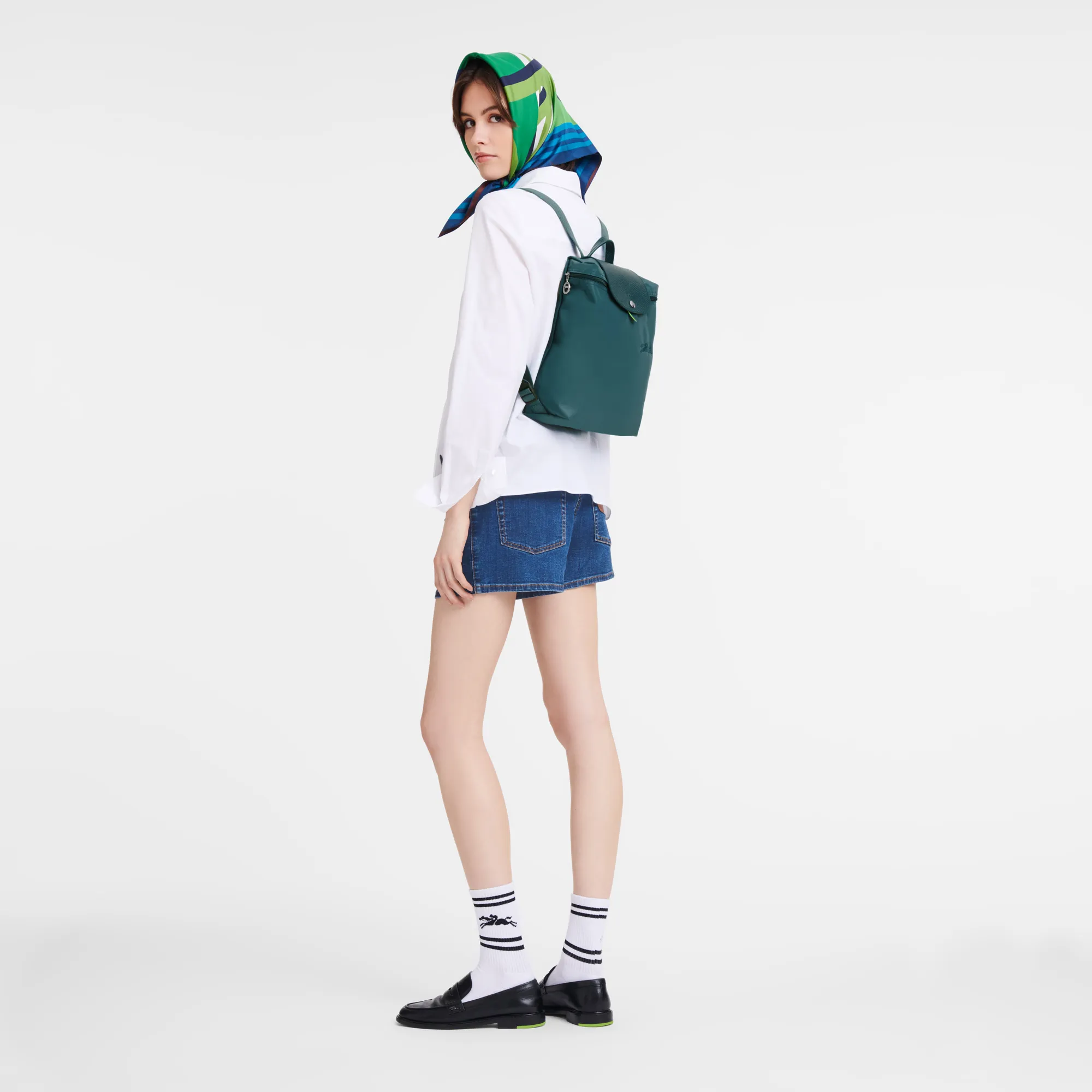 Le Pliage Green M Backpack Peacock - Recycled canvas