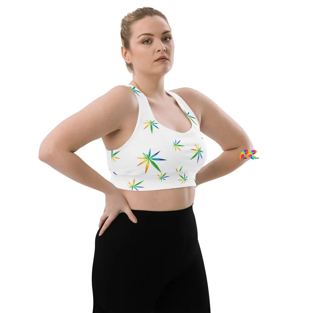 Marijuana Leaves Longline Sports Bra