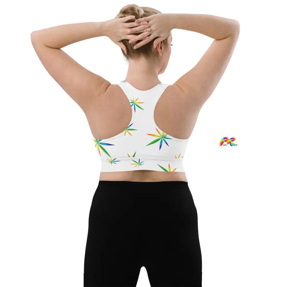 Marijuana Leaves Longline Sports Bra