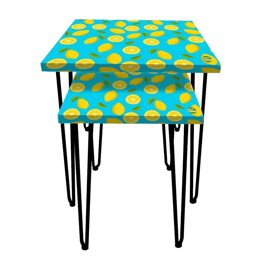 Nesting Tables Set of 2 Stacking Coffee Table for Living Room & Office - Lime Lemon