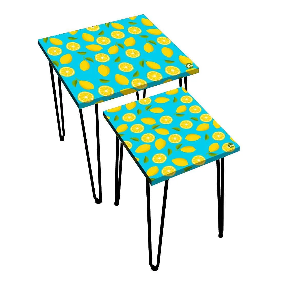 Nesting Tables Set of 2 Stacking Coffee Table for Living Room & Office - Lime Lemon