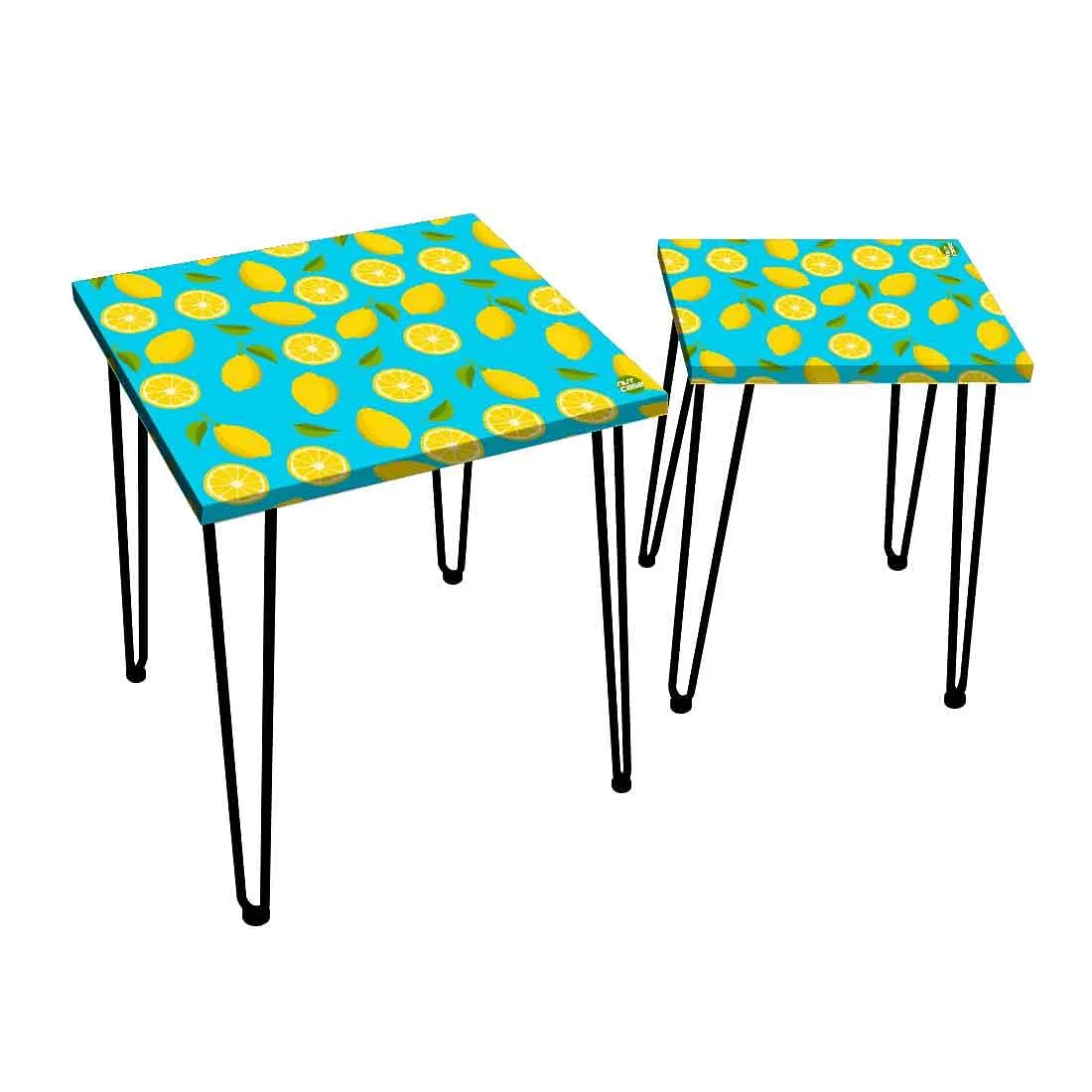 Nesting Tables Set of 2 Stacking Coffee Table for Living Room & Office - Lime Lemon