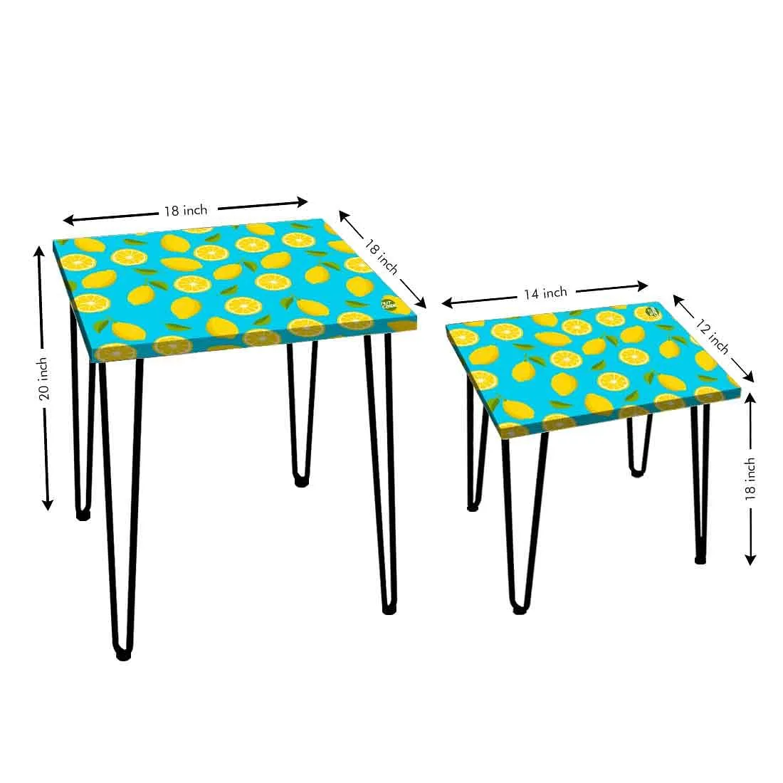 Nesting Tables Set of 2 Stacking Coffee Table for Living Room & Office - Lime Lemon