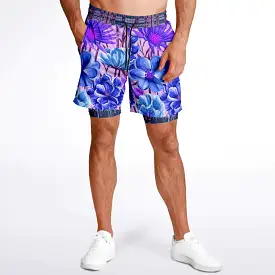 Norma Jean Purple Plaid Floral Compression Activity Shorts