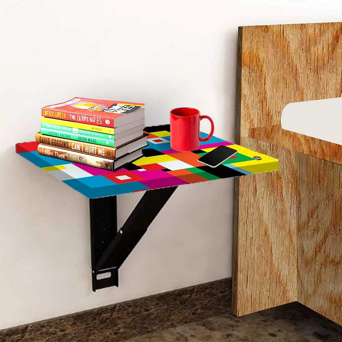 Nutcase Wall Mounted Bedside Table Air Tables-Colorful Pattern