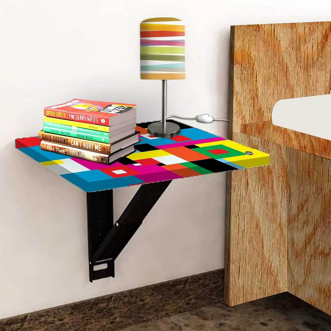 Nutcase Wall Mounted Bedside Table Air Tables-Colorful Pattern