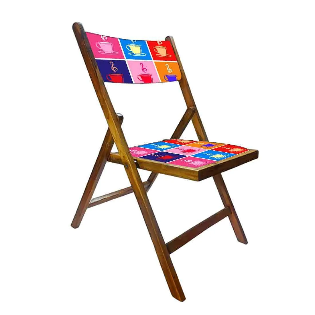 Nutcase Wooden Chairs With Cushion Seat For Balcony - Colorful Hot Tea