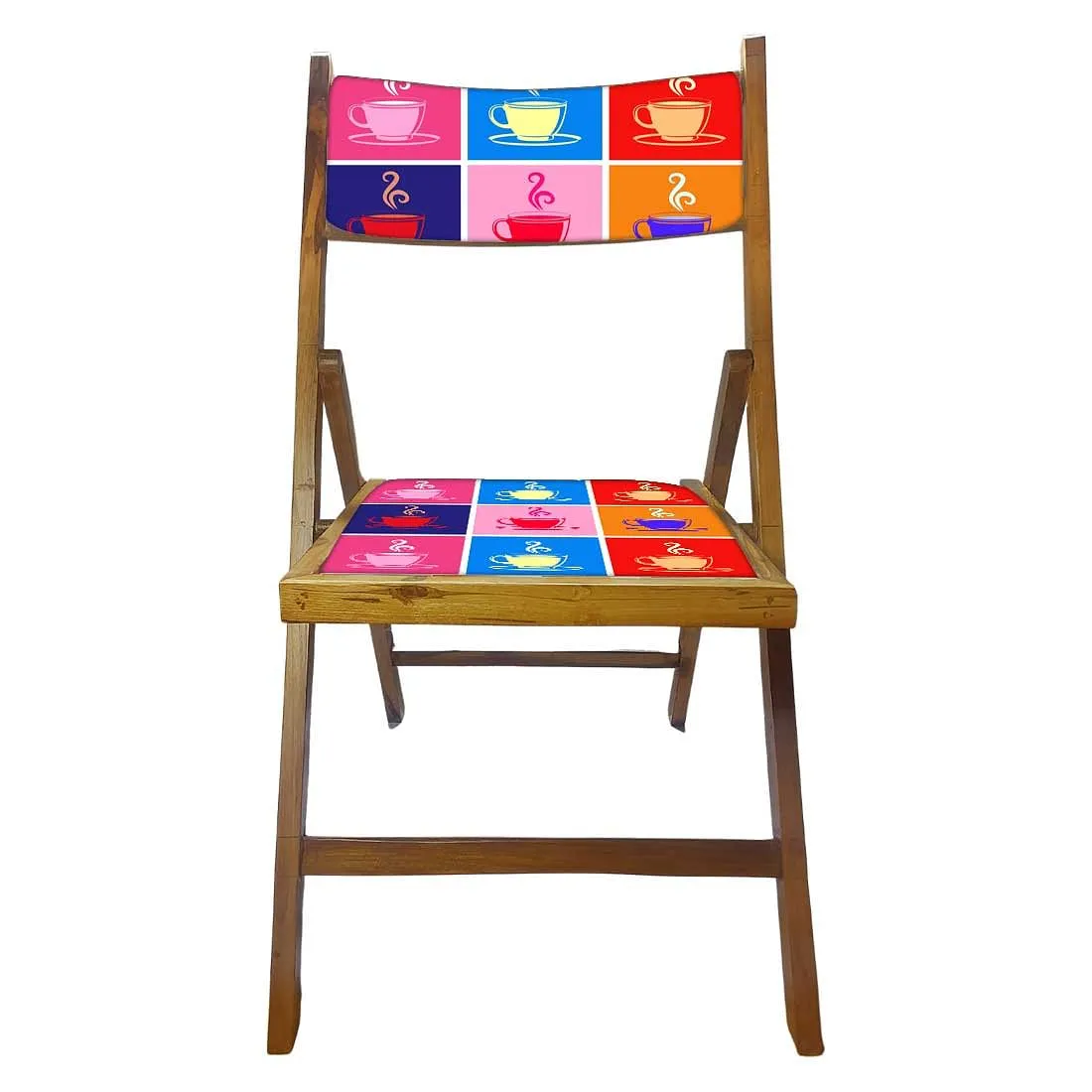 Nutcase Wooden Chairs With Cushion Seat For Balcony - Colorful Hot Tea