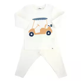 oh baby! Two Piece Set - Golf Cart Applique - Cream