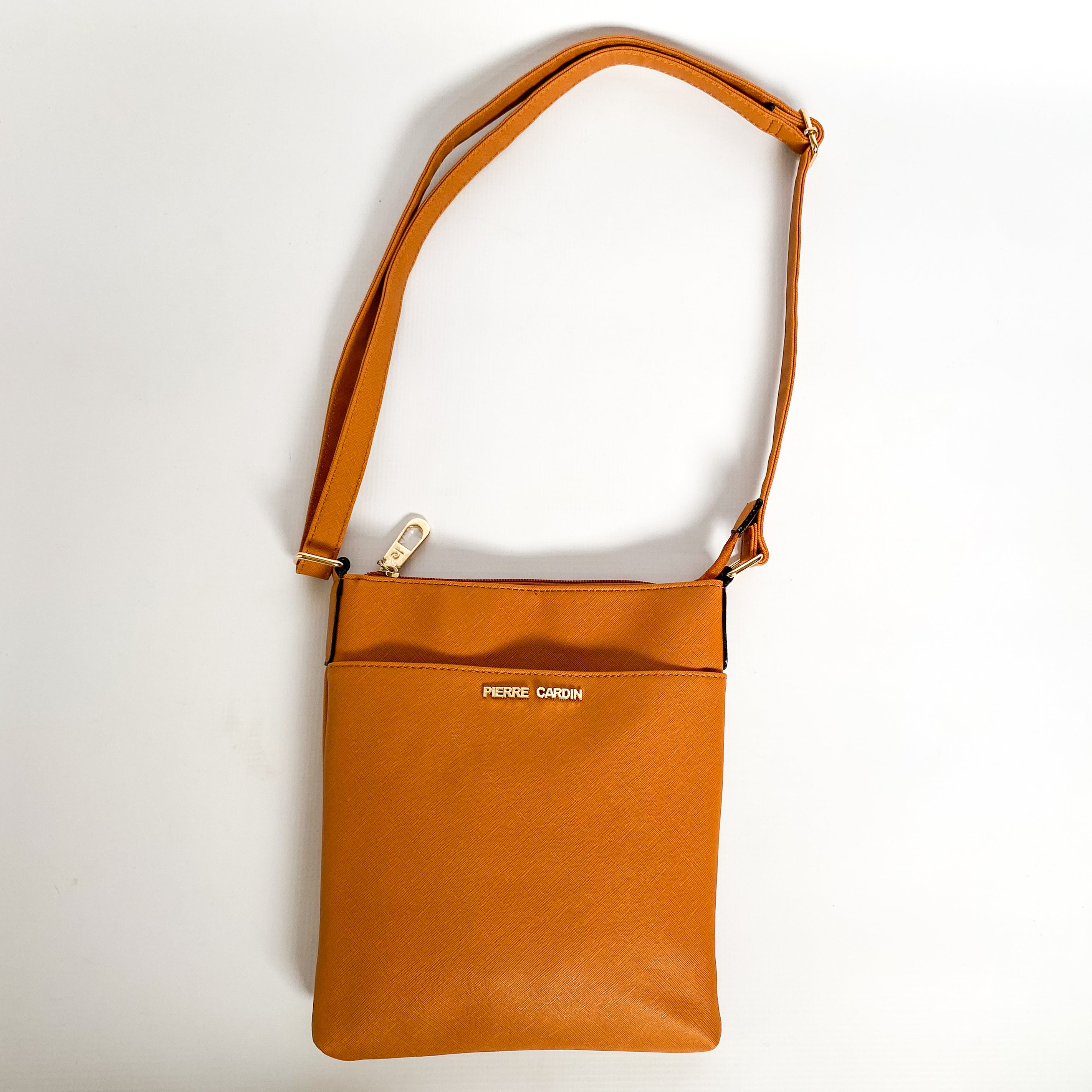 Pierre Cardin camel  saffiano crossbody bag