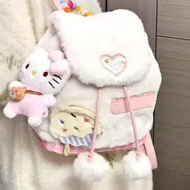 Pink Heart Plush Backpack - Kimi