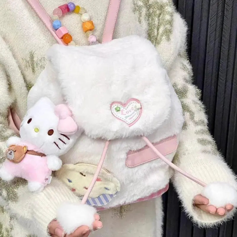 Pink Heart Plush Backpack - Kimi