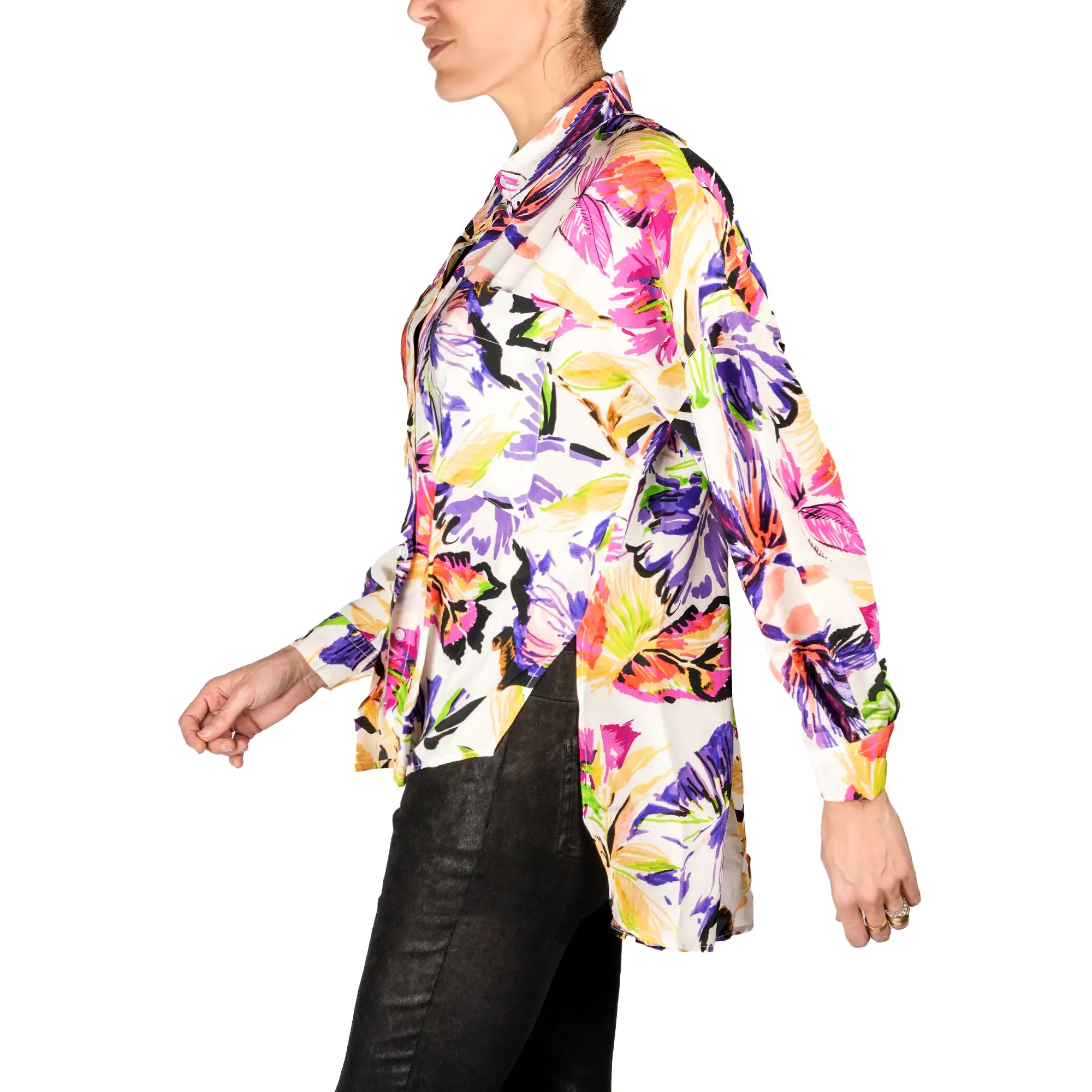 Printed Silk Shirt Purple