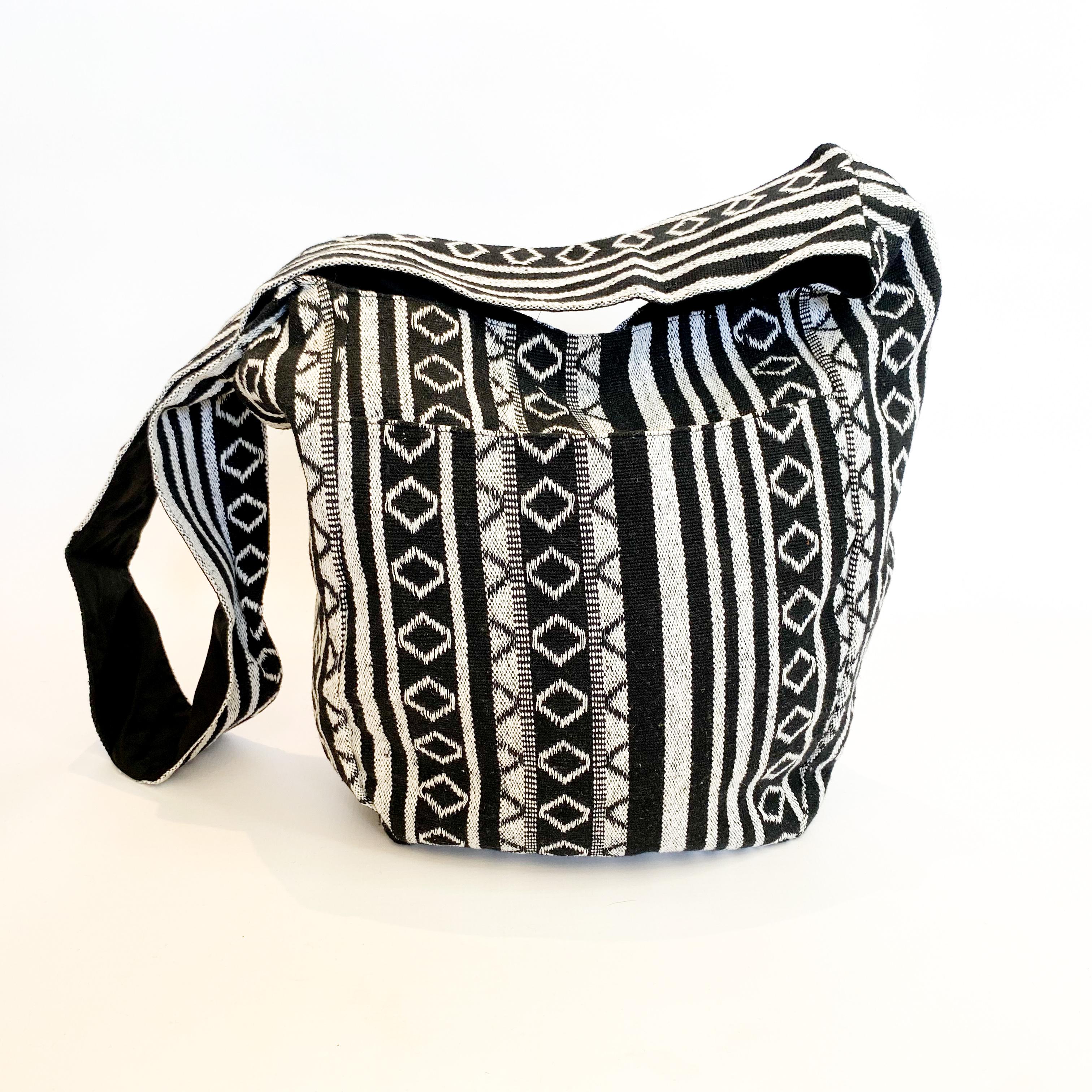 Queue black and white diamond shopper bag