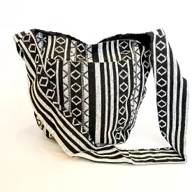 Queue black and white diamond shopper bag