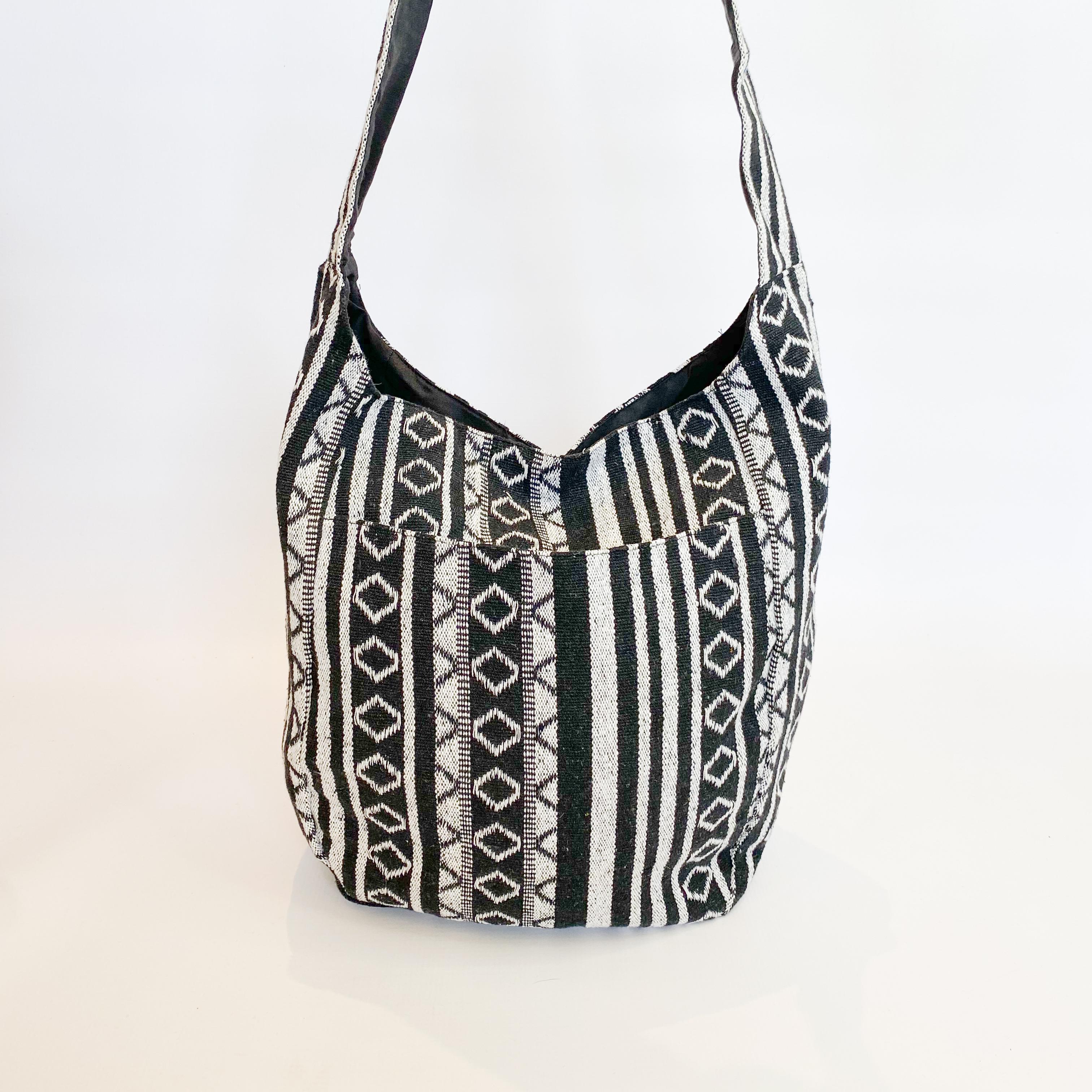 Queue black and white diamond shopper bag