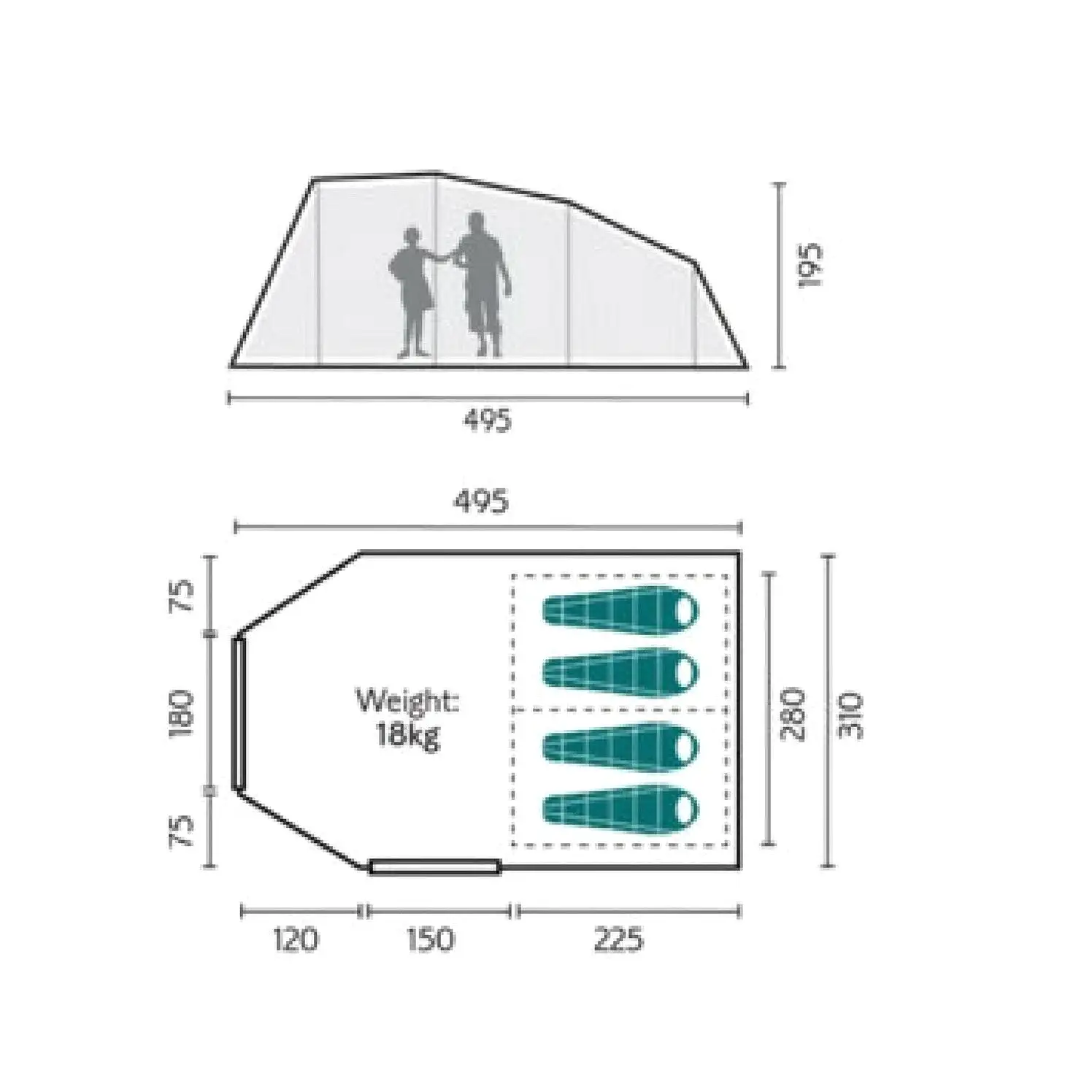 Royal Atlanta Air 4 Person Tent - Blue Air Tent 302614