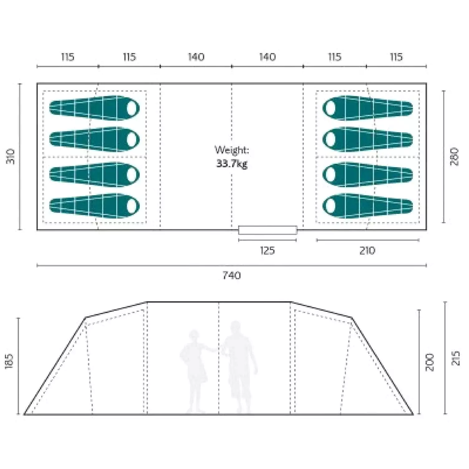 Royal Buckland 8 Person - Blue Pole Tent 302630